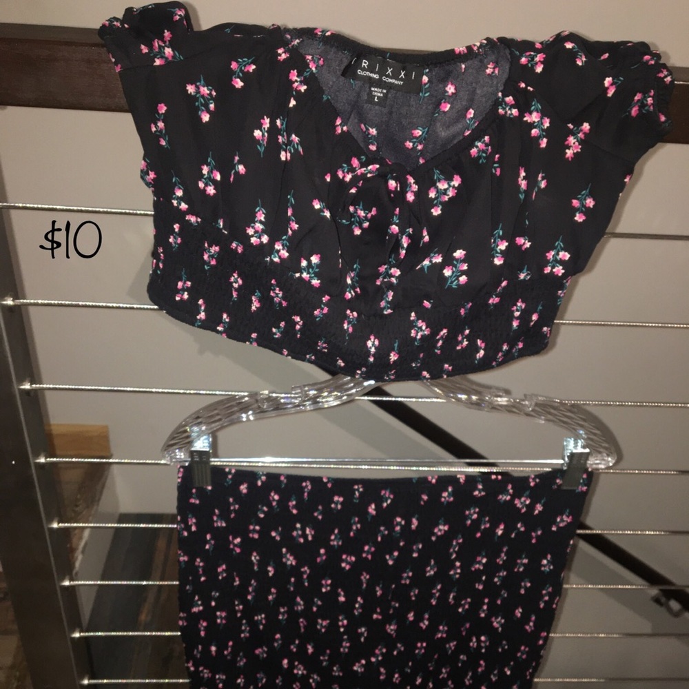 •Black Floral Two Set•
